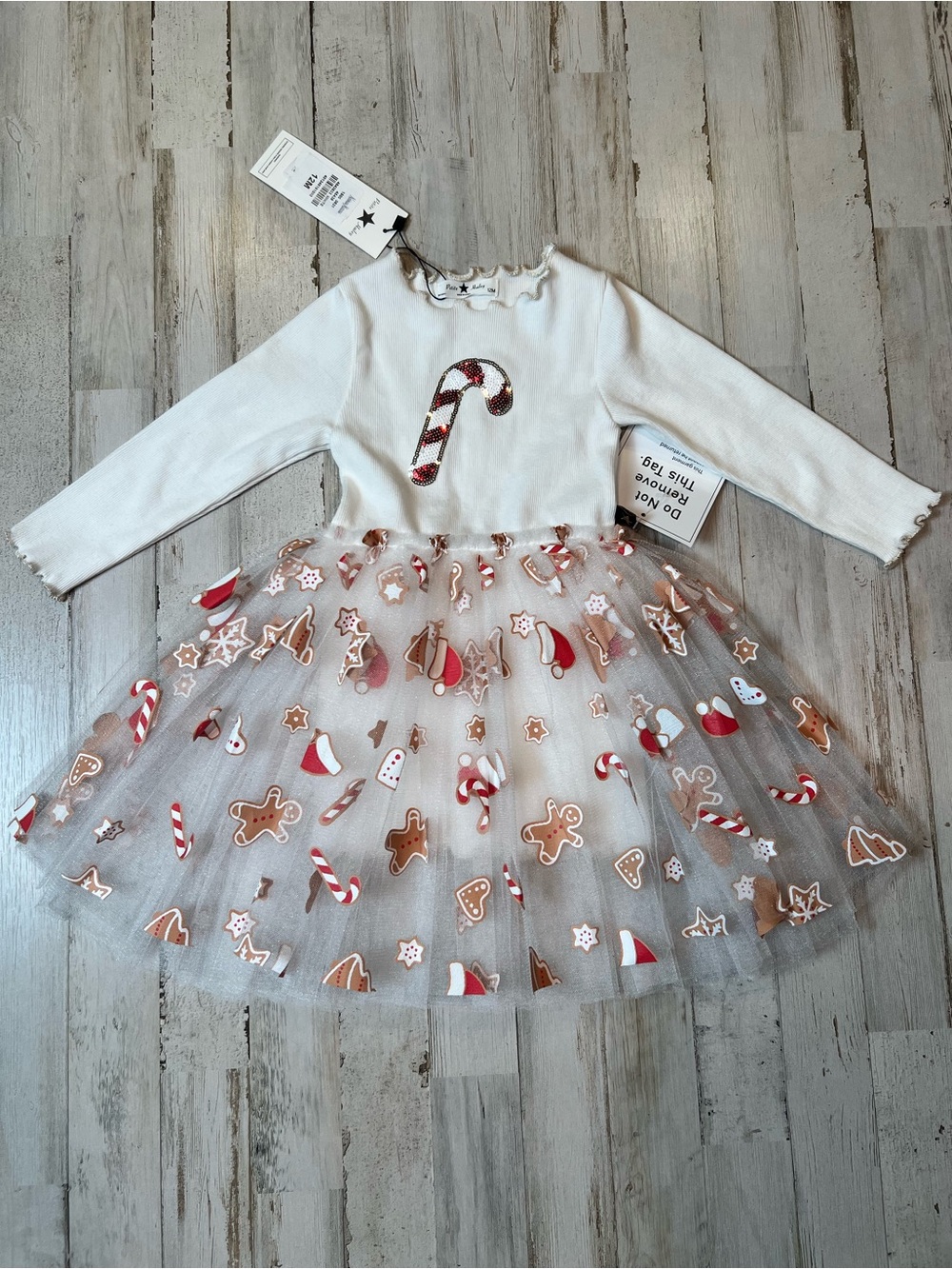 Petite Hailey Girl’s Candy Cane Combo Tutu Dress